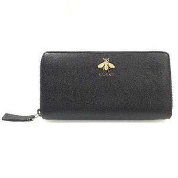 GUCCI Animalier zip long Wallet black calf leather - Picture 1 of 7